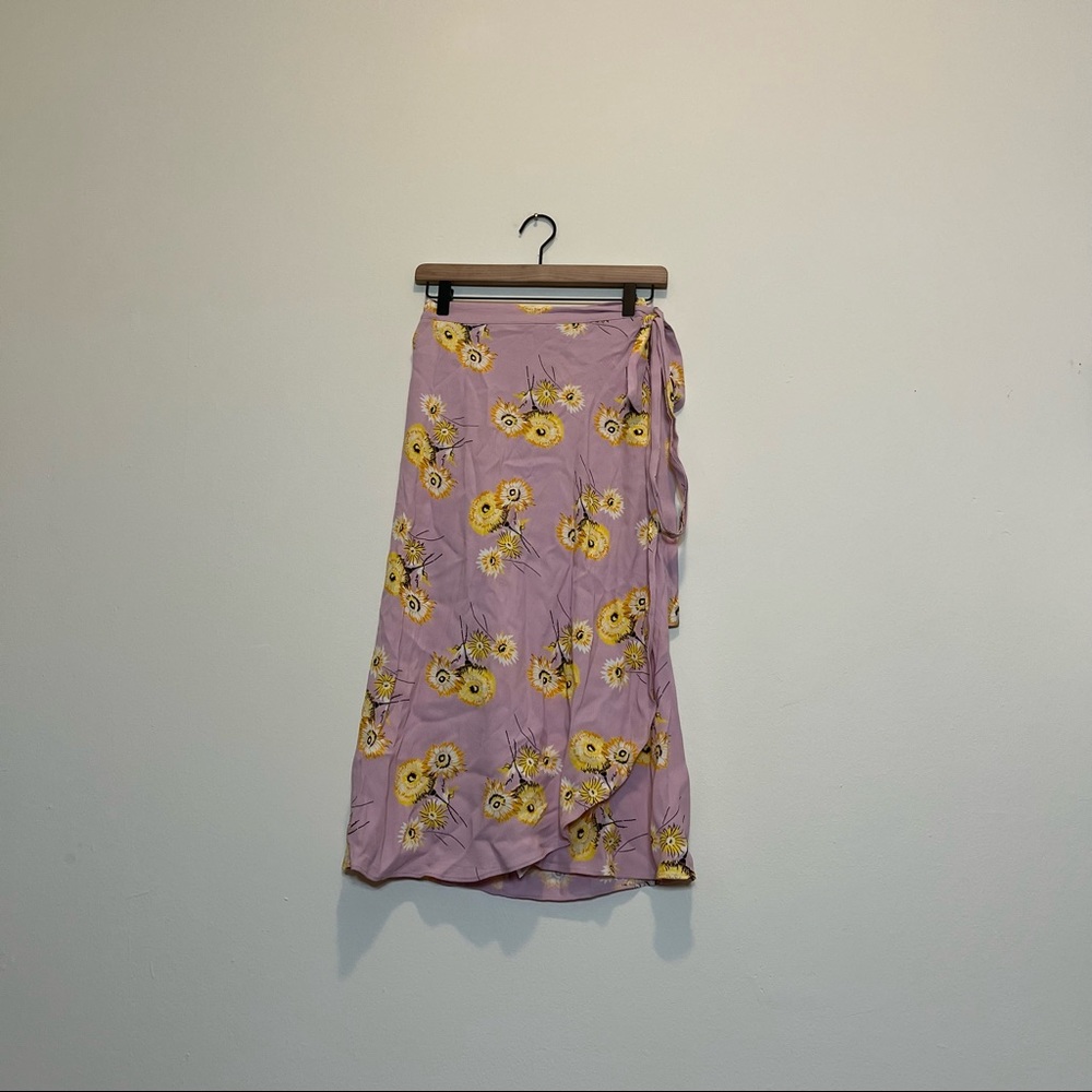 Madewell Pink Midi Skirt with Yellow Floral Print - Picture 8 of 9
